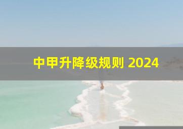 中甲升降级规则 2024